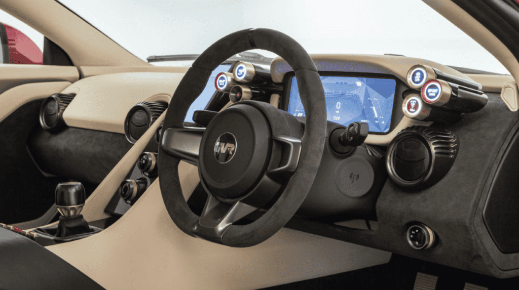 TVR Griffith 2024 interior with all option you need with the best look and the power in the all actions.
fast electric cars review 2024 
